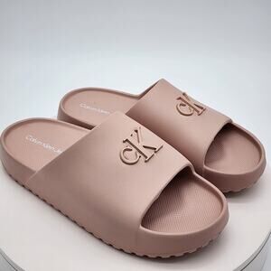 NEW Calvin Klein Jeans Nanzey Logo Slide Sandals Light Pink Women's Size 8 M